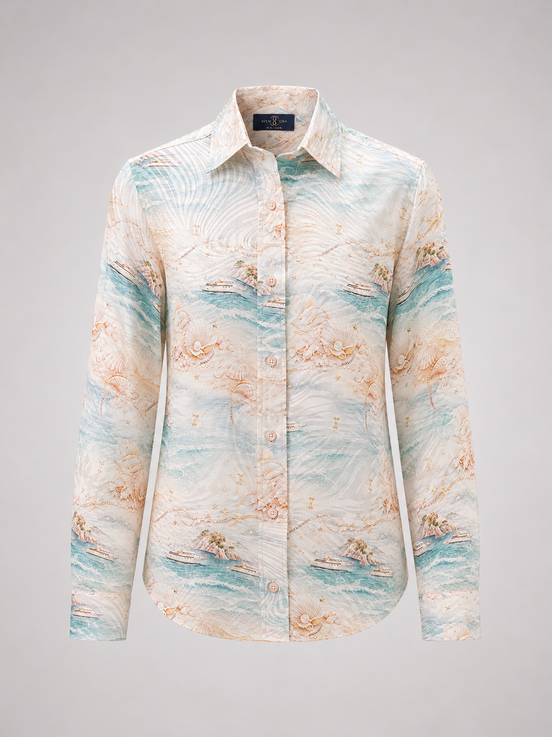 Pearl Regatta Silk Jacquard Shirt