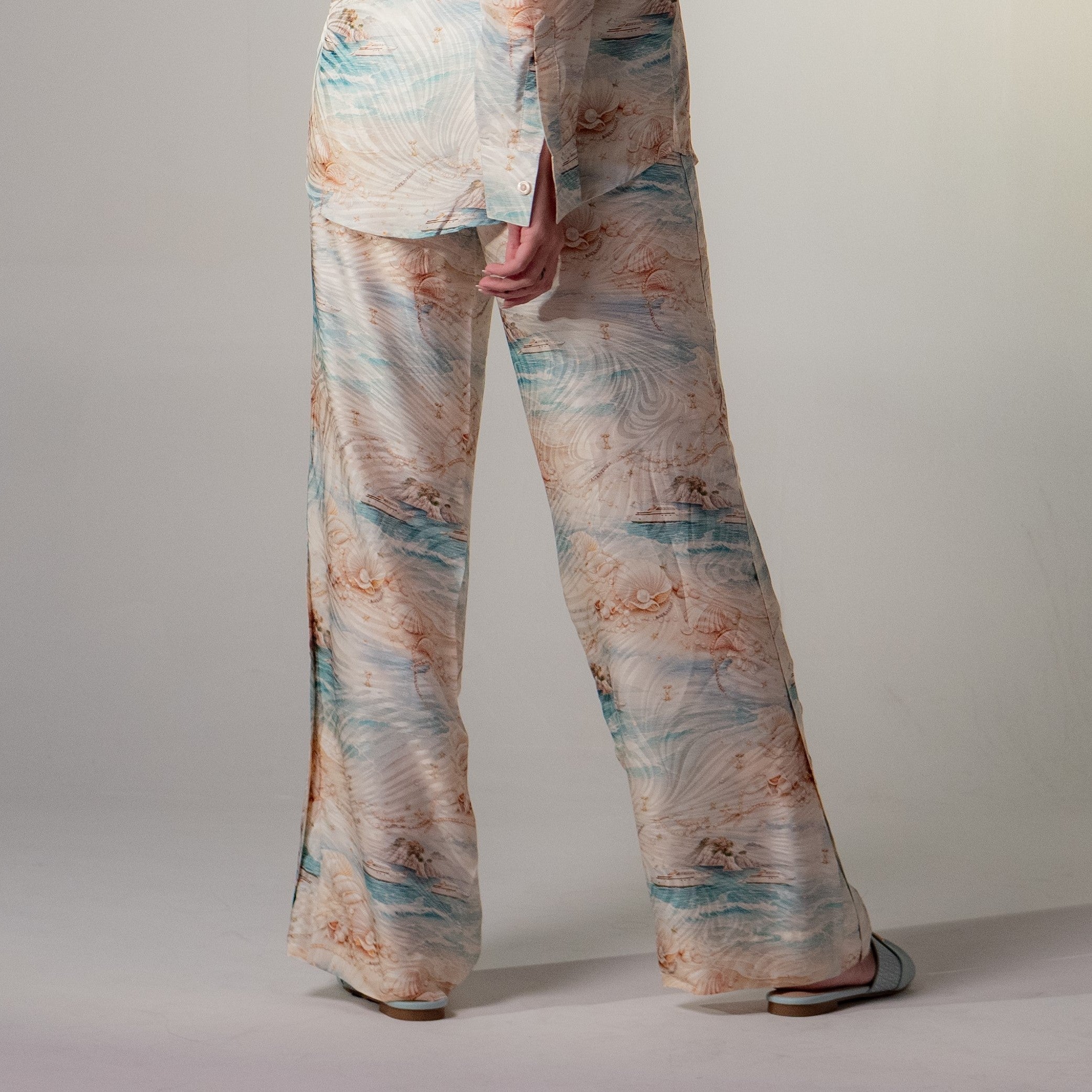 Pearl Regatta Silk Jacquard Pant