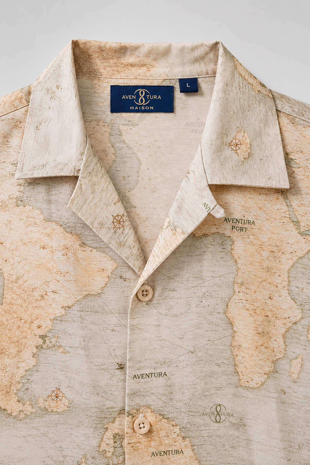 Aventura World Map Twill Silk Shirt