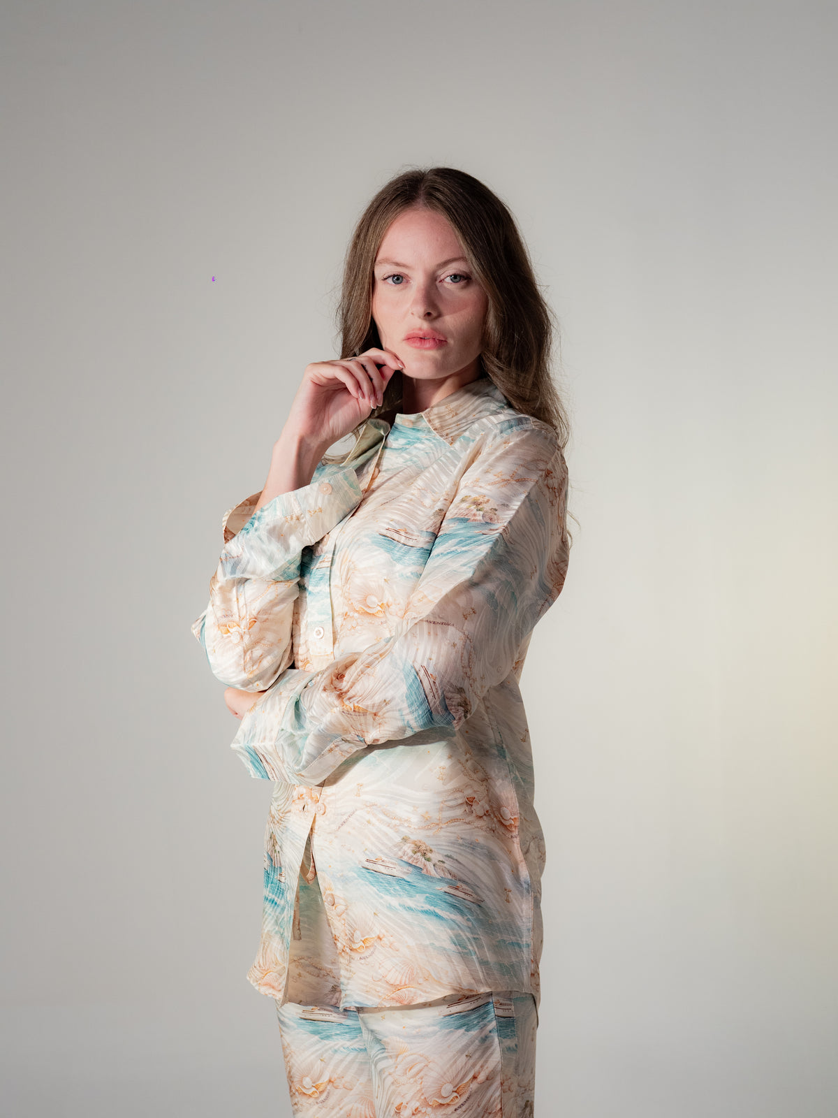 Pearl Regatta Silk Jacquard Set