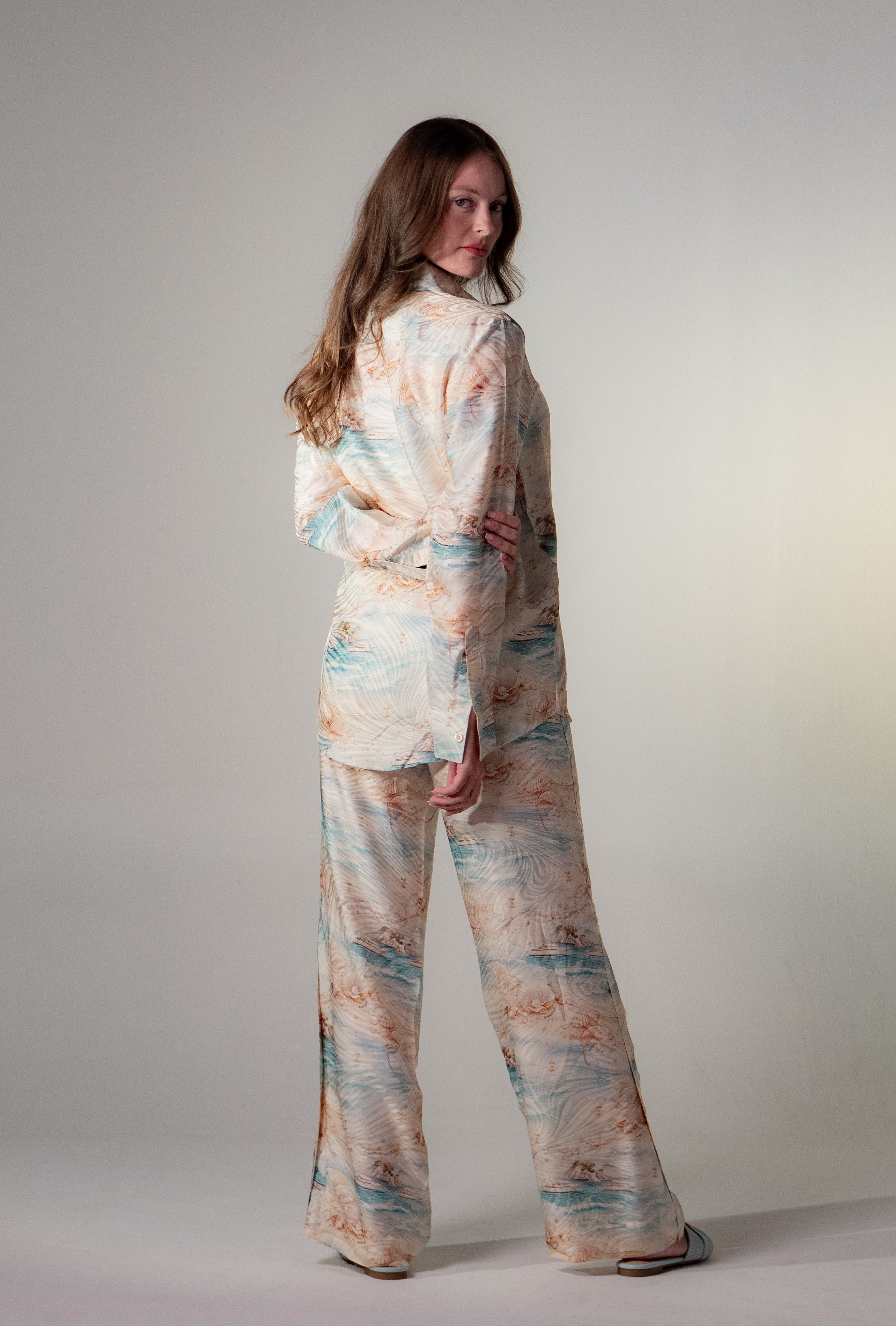 Pearl Regatta Silk Jacquard Pant