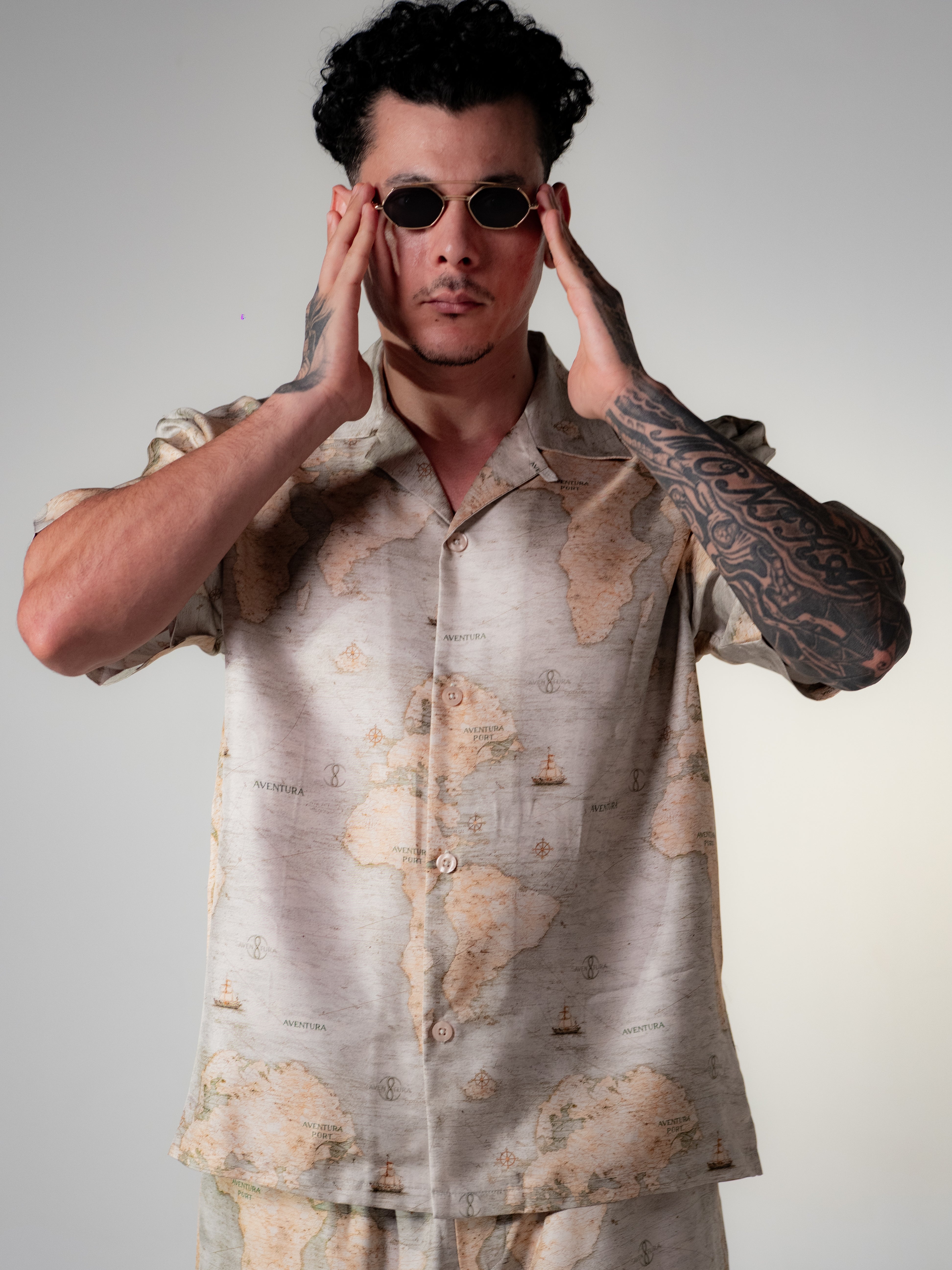 Aventura World Map Twill Silk Shirt